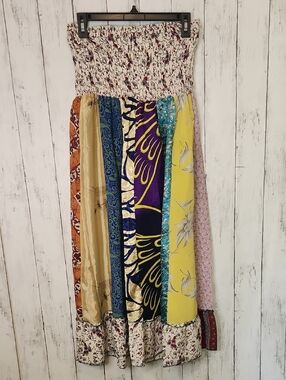 Junglee Billee Patchwork Boho Maxi Skirt / Strapless Dress | One Size